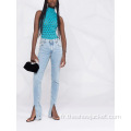 2021 Nouveautés Jeans Femme Long Slim Slit